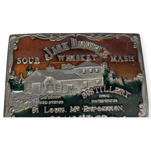 Jack Daniel's Distillery Enameled Metal Belt Buckle St Louis Exposition - Picture 4 of 10